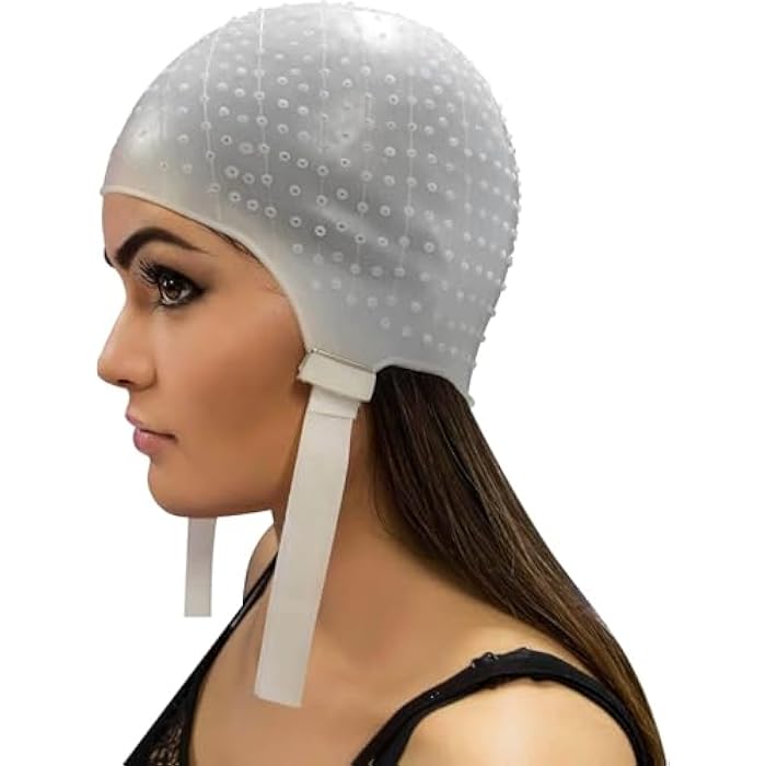 Highlight Hair Dye Cap Silicone Hair Dye Cap Elastic Reusable Hair Dye Cap with Pre-Drilled Half Bow Holes for Thick and Long Hair Professional Highlighting Lightening - Image 2